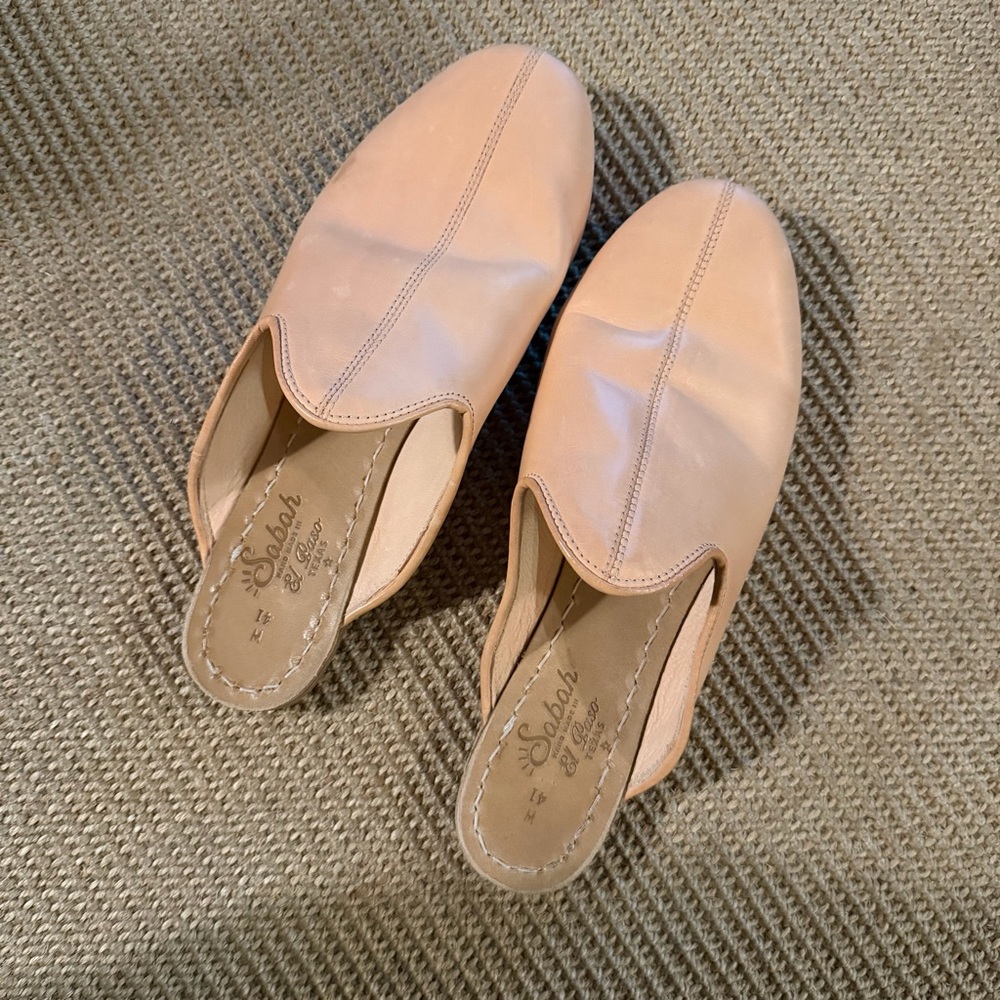 Sabah El Paso Baba undyed vegetable tanned leather Mules